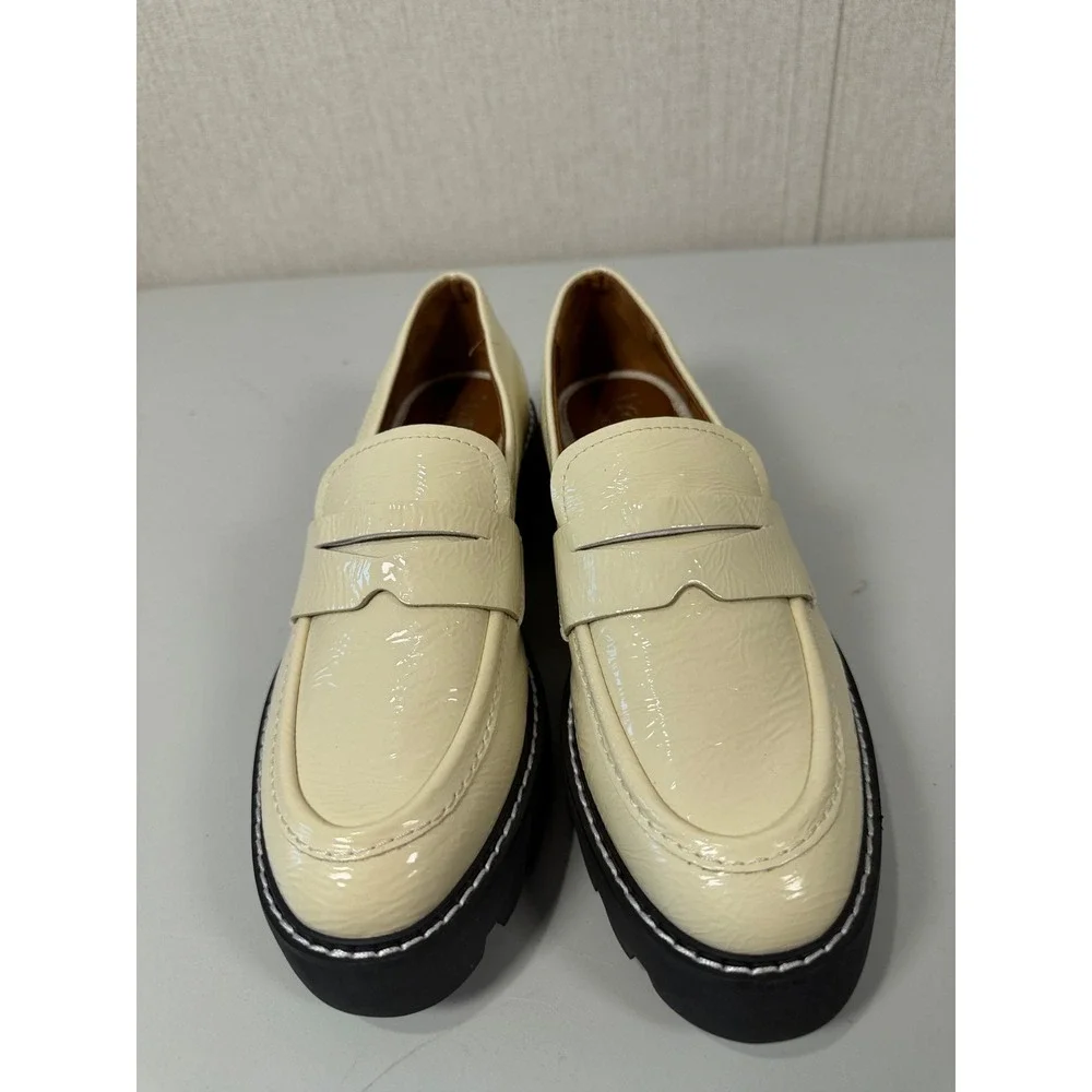 Franco Sarto Balin Chunky Lug Sole Loafers‎ Putty Platform Penny Shoes 6.5M
